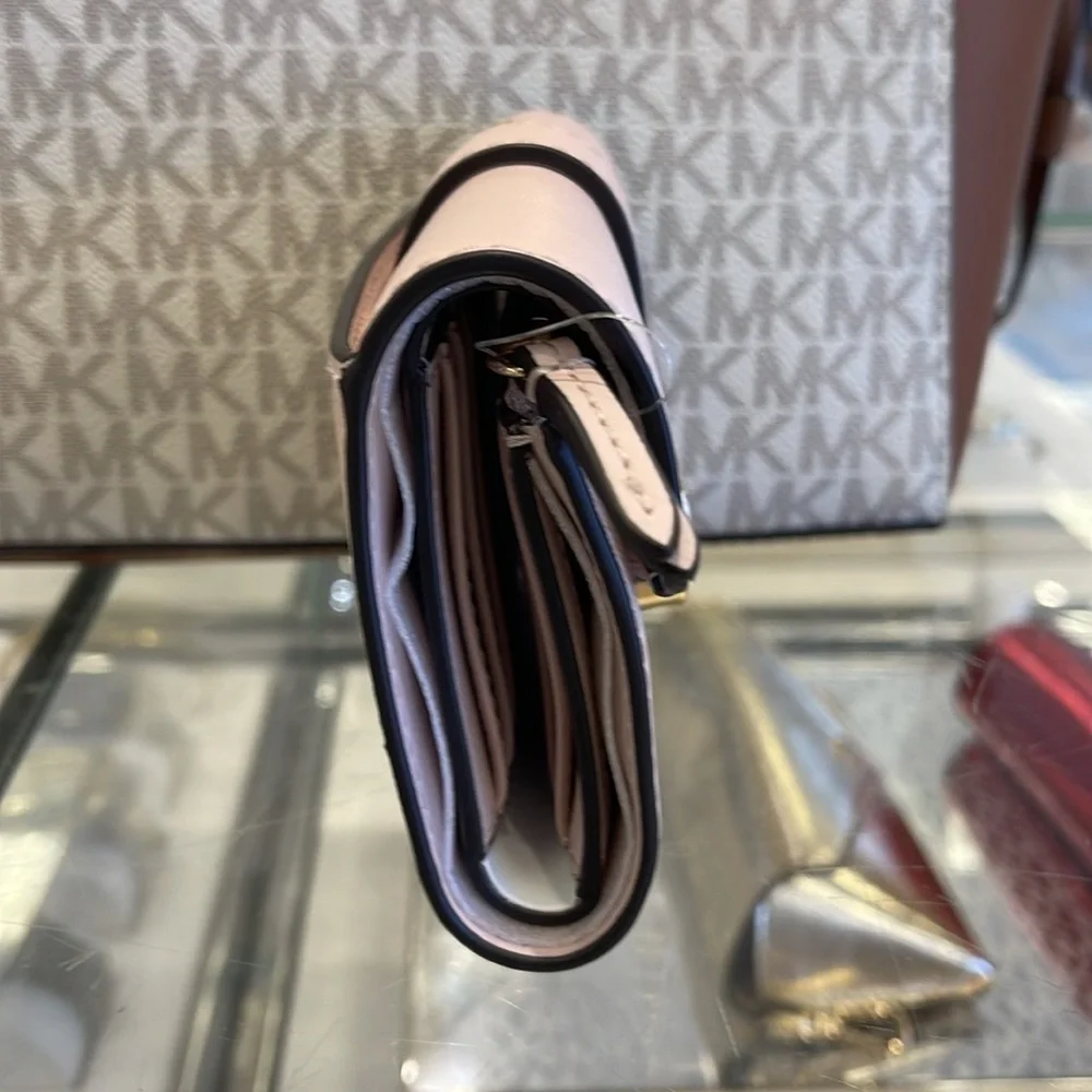 MICHAEL KORS Carmen Medium Faux Leather Wallet Powder Blush  NWT